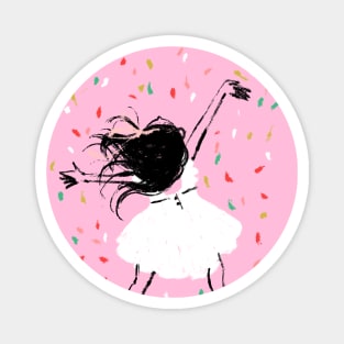 Celebration Girl Dancing in Confetti Magnet